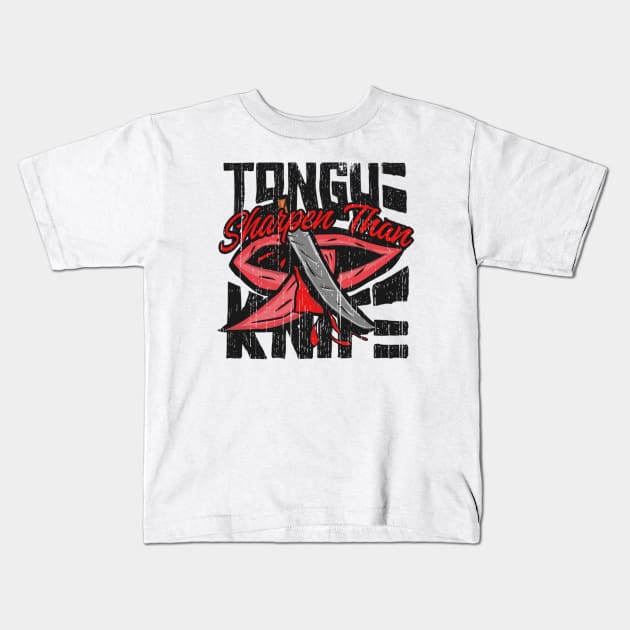 Tongue Sharpen Than Knife Kids T-Shirt by Sabi.std